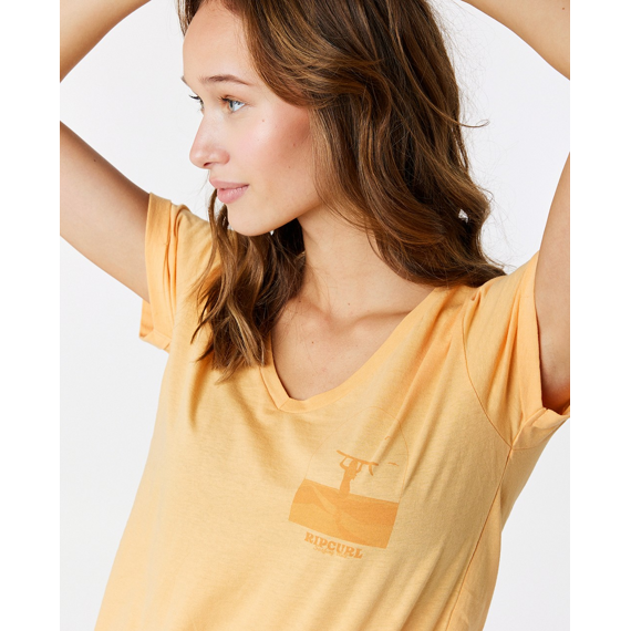 Tričko Rip Curl RE-ENTRY V NECK TEE Pastel Orange 